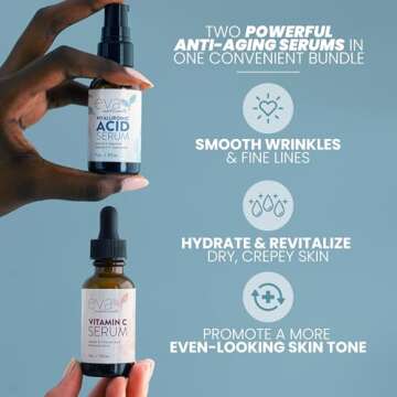 Eva Naturals Hydrate and Brighten Skincare Bundle - Hyaluronic & Vitamin C Serums