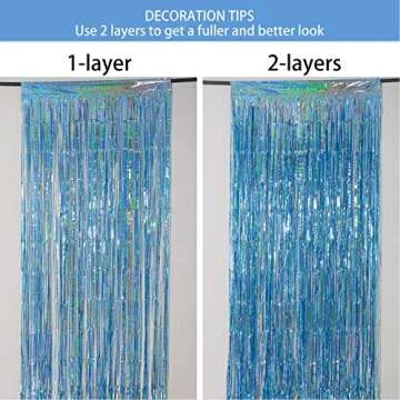 Melsan Sparkle Party Backdrop 2 Pack Tinsel Curtains Light Blue