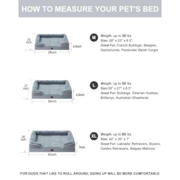 WNPETHOME Dog Beds for Extra Large Dogs, Washable, Bolster Sofa Bed with Waterproof Lining & Non-Skid Bottom, Orthopedic Egg Foam Couch for Pet Sleeping, Pet Bed