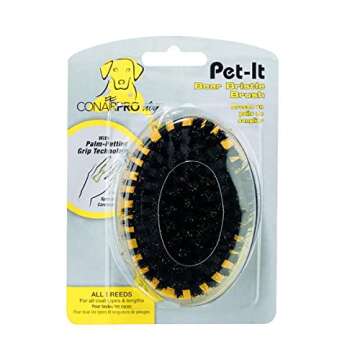 CONAIRPRO Dog & Cat Pet Brush with Ergonomic Pet-It Design, Dog Brush for Shedding, Boar Bristles,Yellow