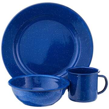 Coleman 12-Piece Enamel Dinnerware Set in Blue