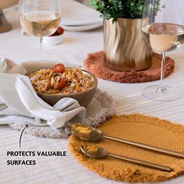 Folkulture Trivets for Hot Dishes, Hot Pads for Kitchen, 8.5" Pot Holders for Kitchen, 3 Trivets for Hot Pots and Pans, Hot Pads for Countertops, 100% Cotton Trivet for Home Décor or Table Décor