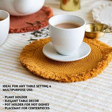 Folkulture Trivets for Hot Dishes, Hot Pads for Kitchen, 8.5" Pot Holders for Kitchen, 3 Trivets for Hot Pots and Pans, Hot Pads for Countertops, 100% Cotton Trivet for Home Décor or Table Décor