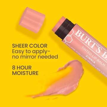 Burt's Bees Lip Tint Balm Valentines Day Gifts with Long Lasting 2 in 1 Duo Tinted Balm Formula, Color Infused with Deeply Hydrating Shea Butter for a Natural Looking Buildable Finish, Raspberry Zinnia (2-Pack)