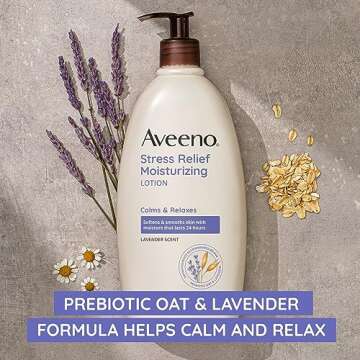 Aveeno Stress Relief Moisturizing Body Lotion with Lavender Scent, to help you feel Calm and Relaxed, Hydrating Body Lotion for Dry Skin, 33 FL OZ