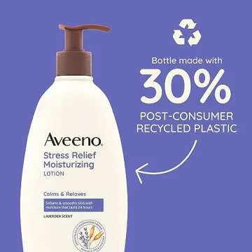 Aveeno Stress Relief Moisturizing Body Lotion with Lavender Scent, to help you feel Calm and Relaxed, Hydrating Body Lotion for Dry Skin, 33 FL OZ