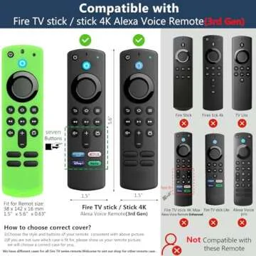 [2 Pack] Pinowu Firestick Remote Cover Case (Glow in The Dark) Compatible with Firetv Stick Alexa Voice Remote 3rd Gen, Silicone Sleeve with Wrist Strap (Green & Blue)