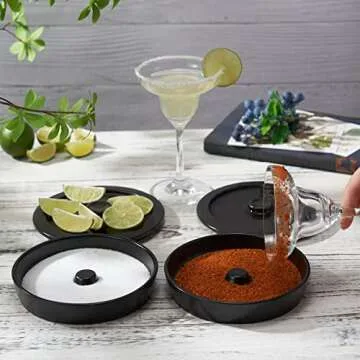 Margarita Salt Rimmer Set of 2 with Lids (Made of Ceramic) Home Bar Accessories Margarita Gift Barte...