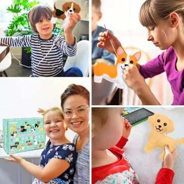 CiyvoLyeen Puppy Craft Kit Kids DIY Crafting and Sewing Set Dog Stuffed Animal Felt Plushie for Girls and Boys Educational Beginners Sewing Set Sewing Kits for Kids Age 8 9 10 11 12