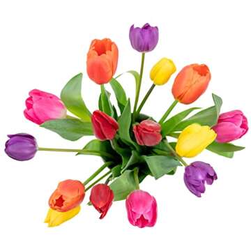 Stargazer Barn - Prime Overnight Delivery - The Happy Bouquet- Farm Fresh Colorful Tulips - Ship directly from our farm to your door, Red, Pink, Yellow, Purple, Orange