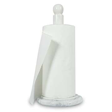 TheWolfard Luxury Handmade White Marble Paper Towel Holder Stand for Kitchen Countertop, Dining Tabl...