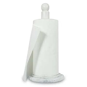 TheWolfard Luxury Handmade White Marble Paper Towel Holder Stand for Kitchen Countertop, Dining Tabl...