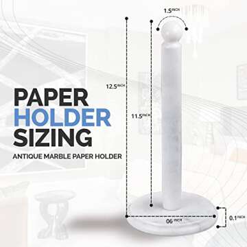 TheWolfard Luxury Handmade White Marble Paper Towel Holder Stand for Kitchen Countertop, Dining Table, Cabinet, Bathrooms & Housewarming Gifts., Cloudy White, 6x6x12 (PTH2021)