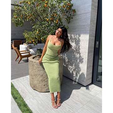 XLLAIS Fall Winter Women 3 Piece Outfits Sexy Knitted Long Skirt Set Two Piece Suits (Green Small)