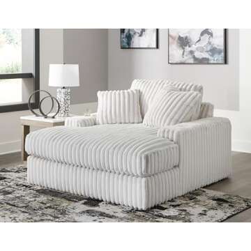 Signature Design by Ashley Stupendous Contemporary Upholstered Oversized Chaise with Cup Holders, US...