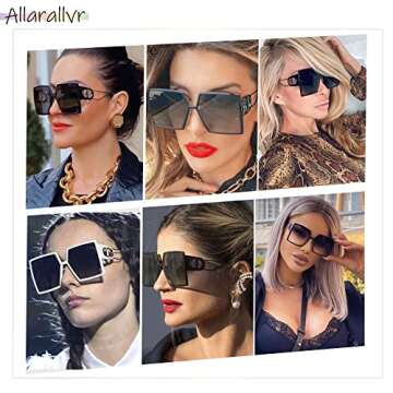 Allarallvr Oversized Square Sunglasses for Women Trendy Tetro Gafas De Sol Para Mujer Sun Glasses AR82009