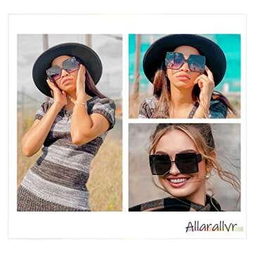 Allarallvr Oversized Square Sunglasses for Women Trendy Tetro Gafas De Sol Para Mujer Sun Glasses AR82009
