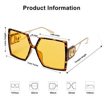 Allarallvr Oversized Square Sunglasses for Women Trendy Tetro Gafas De Sol Para Mujer Sun Glasses AR82009