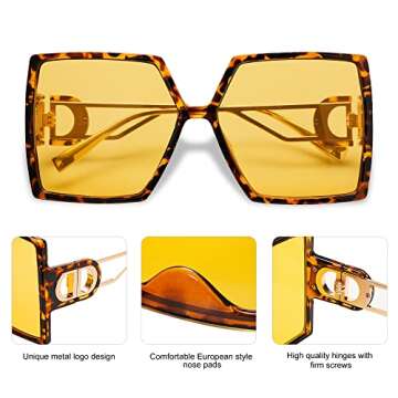 Allarallvr Oversized Square Sunglasses for Women Trendy Tetro Gafas De Sol Para Mujer Sun Glasses AR82009