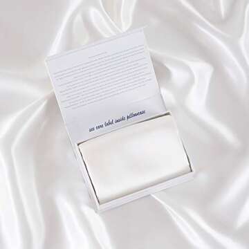 ALASKA BEAR Silk Pillowcase Envelope Closure, 22 Momme 100 Percent Long Overlap Sleeve Mulberry Silk Pillow Case Foldover Design, Machine Washable and NO Zipper, Queen (1, Cool White)