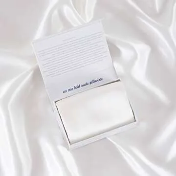 ALASKA BEAR Silk Pillowcase Envelope Closure, 22 Momme 100 Percent Long Overlap Sleeve Mulberry Silk Pillow Case Foldover Design, Machine Washable and NO Zipper, Queen (1, Cool White)