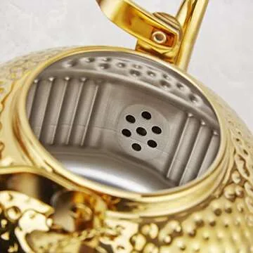 SANQIAHOME Antique 1.2L (40Oz) Stainless Steel Teapot with Infuser Gold