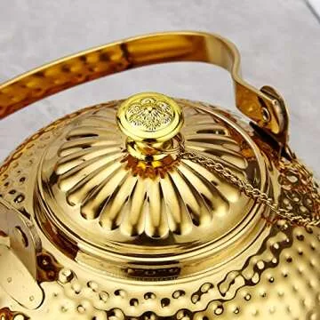 SANQIAHOME Antique 1.2L (40Oz) Stainless Steel Teapot with Infuser Gold