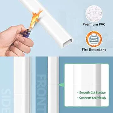 Wire Covers for 2 Cords, 68in (4X L17in) Wire Hider on Wall Mounted, White Cord Cover Kit, Cable Cover Cable Concealer for Extension Cord, Ethernet Cable, Speaker Wire, 0.7in(W) x 0.4in(H)