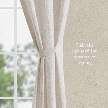 Jessica Simpson – Tallulah Heathered Texture Ultimate Blackout Curtains | Set of 2 Panels and 2 Tiebacks | Privacy Drapes | Premium Grommet Header | 38" x 84" | Taupe