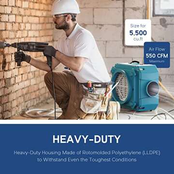 ALORAIR Air Scrubber with 3 Stage Filtration, Stackable Negative Air Machine for Industrial and Commercial Use, Heavy Duty Air Cleaner with MERV-10 Filter, HEPA/Activated carbon Filter, Blue