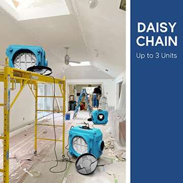 ALORAIR Air Scrubber with 3 Stage Filtration, Stackable Negative Air Machine for Industrial and Commercial Use, Heavy Duty Air Cleaner with MERV-10 Filter, HEPA/Activated carbon Filter, Blue