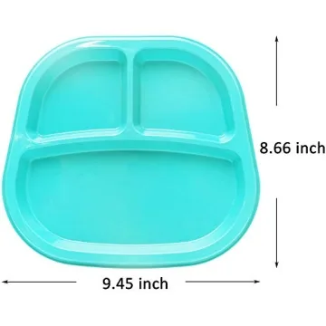 Youngever 3-Compartment Kids Tray Set of 9 Colorful Plates