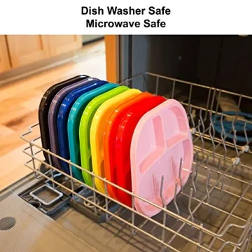 Youngever 3-Compartment Kids Tray Set of 9 Colorful Plates