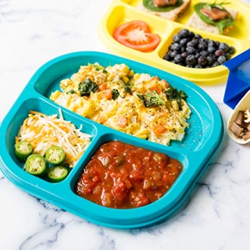Youngever 3-Compartment Kids Tray Set of 9 Colorful Plates