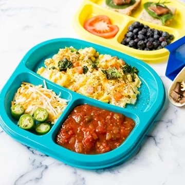 Youngever 3-Compartment Kids Tray Set of 9 Colorful Plates