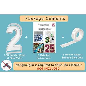 3FT Mosaic Balloon Frame Number 2 Light Up Numbers Pre-Cut Kit Thick Foam Board for Birthday Decoration