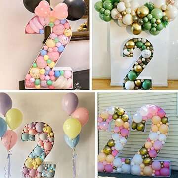 3FT Mosaic Balloon Frame Number 2 Light Up Numbers Pre-Cut Kit Thick Foam Board for Birthday Decoration