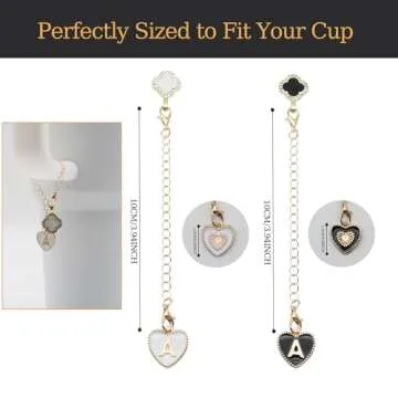 2Pcs Personalized Letter Charms for Stanley Cup - Heart & Clover