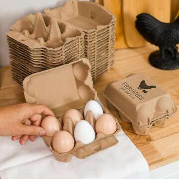 Rural365 | Pulp Egg Cartons Bulk Pack of 20 Empty Egg Cartons – Half Dozen Egg Holder Egg Crates (Holds 6 Eggs Each)