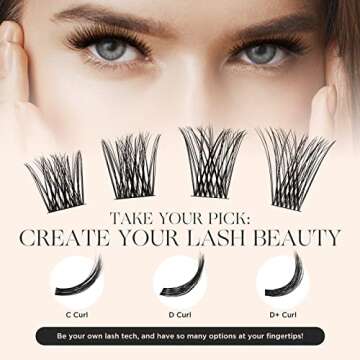LASHVIEW Lash Clusters, 144 Pcs Cluster Lashes, DIY Cluster Eyelash Extensions Mega Volume Reusable Individual Lashes Cluster Volume Look Super Thin Band & Soft(Volume,C-10-16mix)