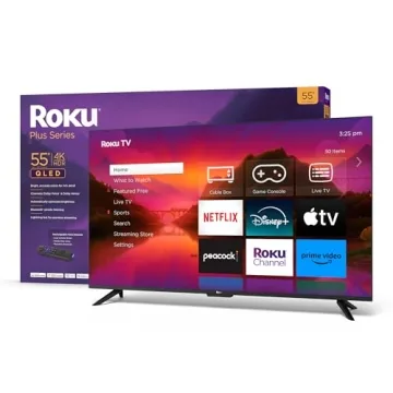 Roku Smart TV – 55-Inch Plus Series 4K QLED RokuTV with Roku Voice Remote Pro, Dolby Vision, Strik...