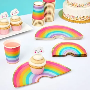 72-Piece Rainbow Birthday Party Supplies Set - Serves 24 Guests