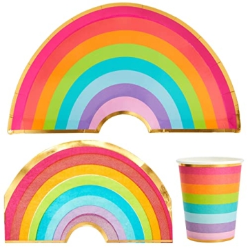 72-Piece Rainbow Birthday Party Supplies Set - Serves 24 Guests