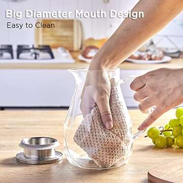 Glass Pitcher with Lid and Spout, Bivvclaz 50 Oz Iced Tea Pitcher for Fridge, Heat-resistant Water Pitcher for Hot or Cold Water, Juice, Tea, Glass Carafe with Diamond Pattern, Clear