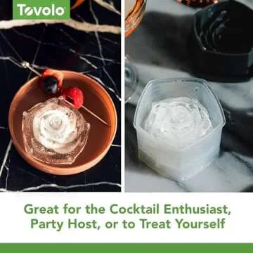 Tovolo Rose Shaped Ice Molds, Set of 2 - Large Romantic Ice Mold Gift - Unique Ice Mold Chills Drinks - Odor-Free Freezer Storage, Dishwasher-Safe with Silicone Plunger
