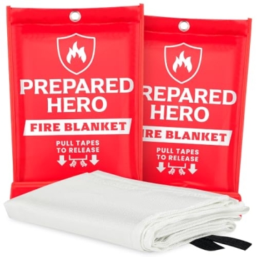 Prepared Hero Emergency Fire Blanket - 2 Pack - Fire Suppression Blanket for Kitchen, 40” x 40” Fire Blanket for Home, Fiberglass Fire Blanket