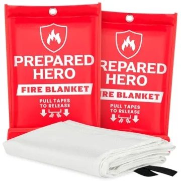 Prepared Hero Emergency Fire Blanket - 2 Pack - Fire Suppression Blanket for Kitchen, 40” x 40” ...