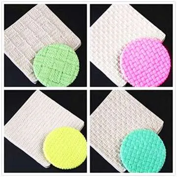 JeVenis 5 PCS Mini Knitting Sweater Fondant Mold Crochet Texture Cake Decoration Button Impression Mat for Baby Shower Party Cupcake Cake Decoration