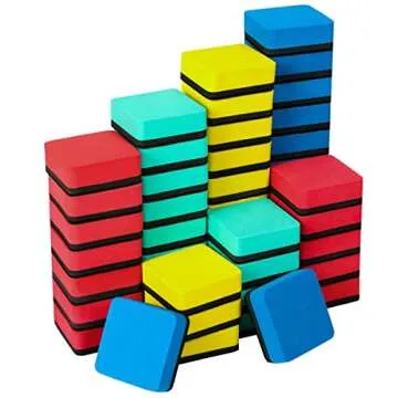 LOCONHA Dry Erase Markers, 48 Pack Magnetic Whiteboard & Chalkboard Cleaners, Small Magnetic Erasers