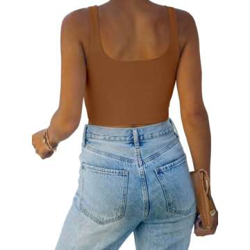 REORIA Women's Sexy Sleeveless Square Neck Crop Top